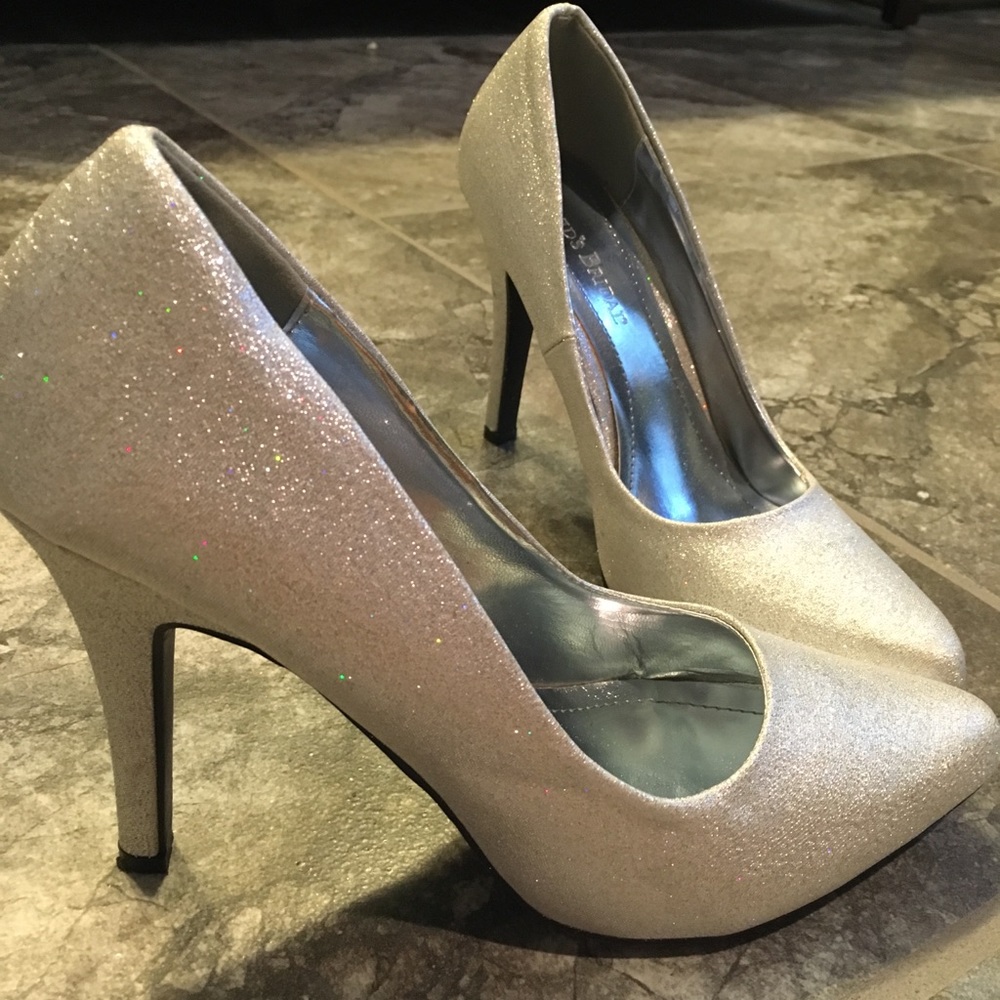 Light silver glittery heels